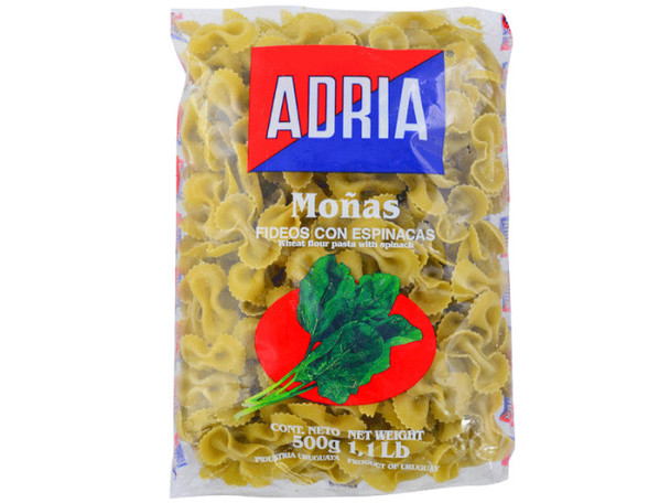 Adria Moñas con Espinaca Pastas Secas Fideos al Huevo, 500 g / 17.63 oz (pack de 3)