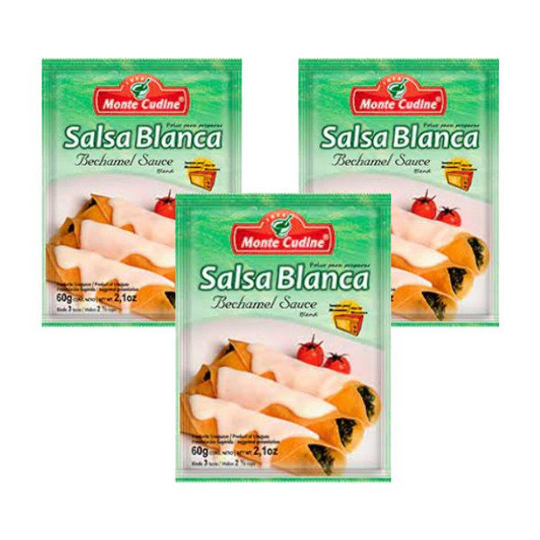 Monte Cudine Salsa Blanca Para Preparar Salsa Bechamel, 60 g / 2.10 oz (pack de 3 sobres)
