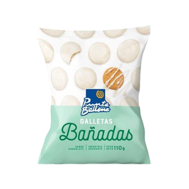 Punta Ballena Bañadas Galletas Dulces con Baño de Chocolate Blanco, 110 g / 3.88 oz (pack de 3)