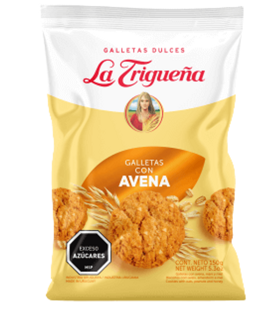 La Trigueña Sweet Cookies with Oatmeal Galletas Crocantes con Avena, 150 g / 5.3 oz (pack de 3)