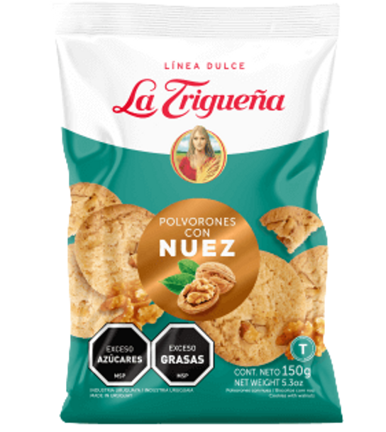 La Trigueña Sugar Cookies with Walnut Polvorones con Nuez, 150 g / 5.3 oz (pack de 3)