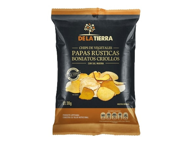 De La Tierra Vegetable Chips Rustic Potatoes Creole Sweet Potatoes Boniatos con Sal Marina, 30 g / 1.05 oz (pack of 3)