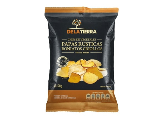 De La Tierra Vegetable Chips Rustic Potatoes Creole Sweet Potatoes Boniatos con Sal Marina, 120 g / 4.23 oz