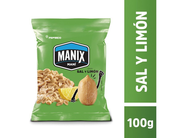 Manix Fried Peeled Peanuts with Lemon & Salt Maní Sabor Limón, 100 g / 3.52 oz