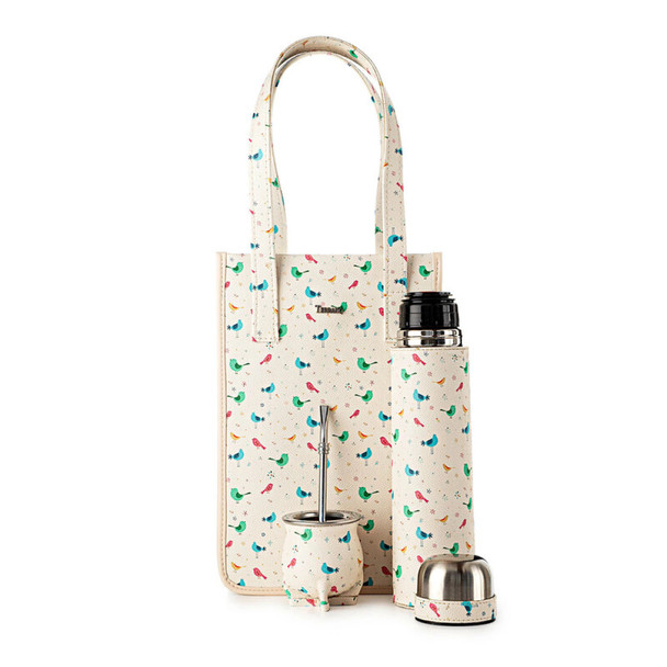 3-Piece Matero Set with Thermos, Matero Bag & Mate Gourd - Pájaros Design