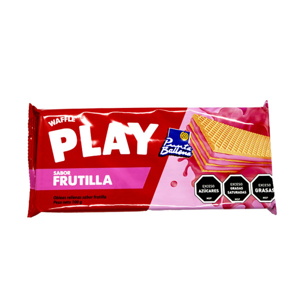 Punta Ballena Waffle Play Strawberry-Filled Sweet Waffle Play Wafers Obleas con Relleno Sabor Frutilla, 100 g / 3.53 oz (pack of 3)