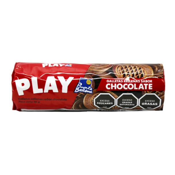 Punta Ballena Play Chocolate-Filled Cookies Galletas Rellenas Sabor Chocolate, 90 g / 3.17 oz (pack of 3)