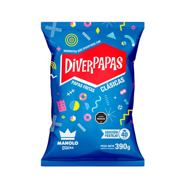 Diverpapas Papas Fritas Clásicas Crunchy Potato Chips Snacks, 390 g / 13.75 oz bag