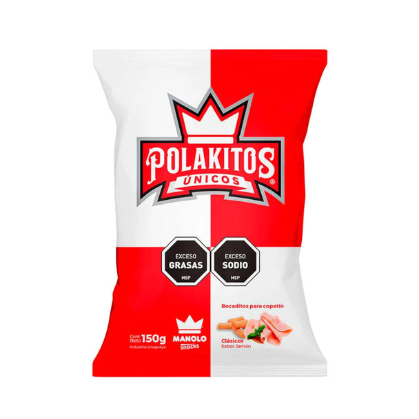 Polakitos Classic Ham Flavored Party Snacks by Manolo Snacks Polakitos Únicos Sabor Jamón, 150 g / 5.29 oz