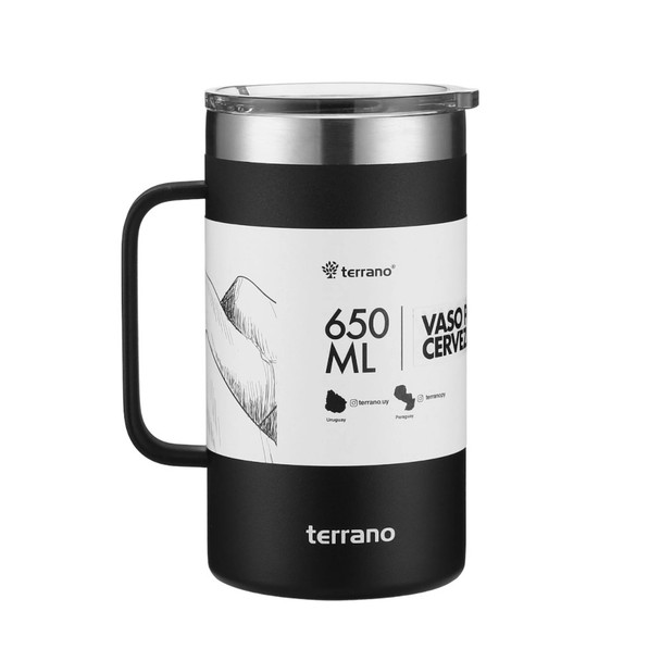 Terrano Thermal Beer Glass Vaso Cervecero: 650 ml / 21.98 oz Capacity (Various Colors Available)