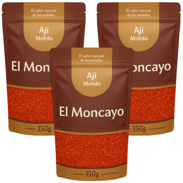 El Moncayo Ground Chili Premium Spices and Seasonings Ideal for Meats, Stews and Sauces, 150 g / 5.29 oz (pack of 3)