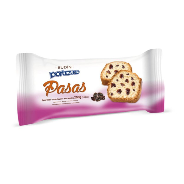 Portezuelo Vanilla Pound Cake with Raisins, Soft and Moist Traditional Budín Flavor, 200g / 7oz