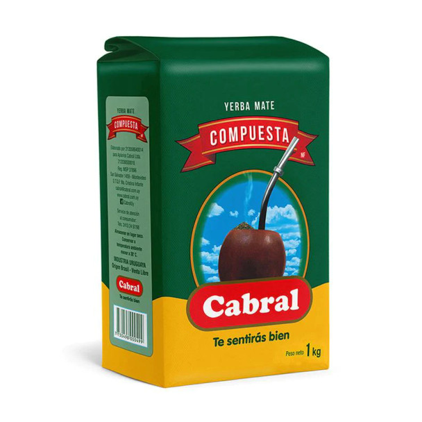 Cabral Yerba Mate Compuesta Tradicional Uruguay, 1kg / 2.2 lb