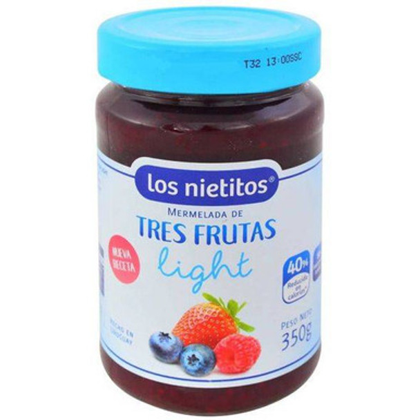 Los Nietitos Mermelada Tres Frutas Light Strawberry & Berries Marmalade From Uruguay, 350 g / 12.34 oz