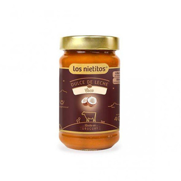 Los Nietitos Limited Edition Dulce de Leche Receta Tradicional Con Coco Traditional Caramel With Coconut From Uruguay, 400 g / 14.1 oz