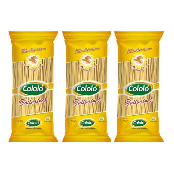 Cololó Fideos Tallarines Clásicos Tipo Casero Noodles, 500 g / 1.1 lb (pack of 3)