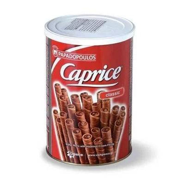 Caprice Classic Barquillos Clásicos Crispy Wafer Rolls Cubanitos Rellenos Filled with Cocoa Cream & Hazelnut, 400 g / 14.1 oz can