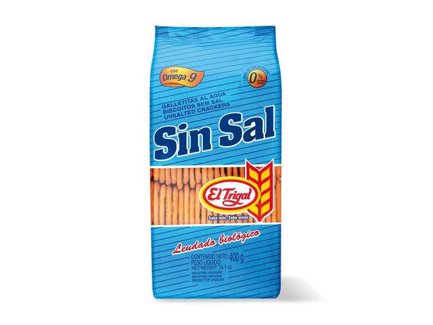 El Trigal Galletas Sin Sal Classic Crackers No Added Salt Thin & Crunchy Cookies from Uruguay, 400 g / 14.1 oz