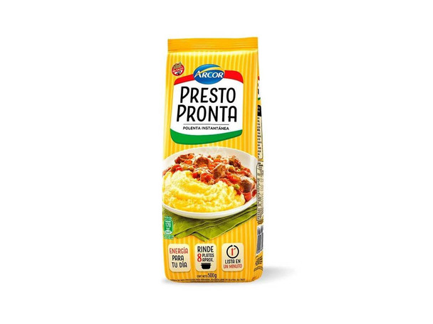 Arcor Presto Pronta Polenta Instantánea Classic Corn Meal Ready In One Minute, 500 g / 1.1 lb