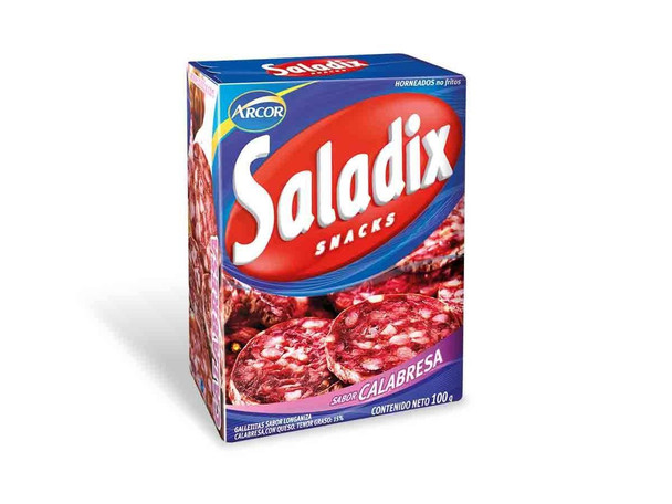 Arcor Saladix Calabrese and Cheese Snacks, Baked Not Fried, 100 g / 3.5 oz box