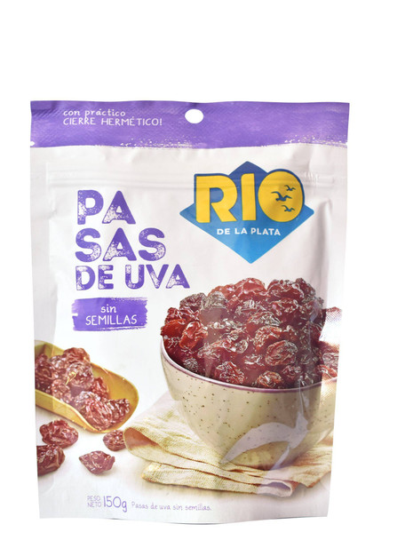 Rio de la Plata Pasas de Uva Con Cierre Hermetico Raisins Without Seeds Sweety Snack, 150 g / 5.29 oz