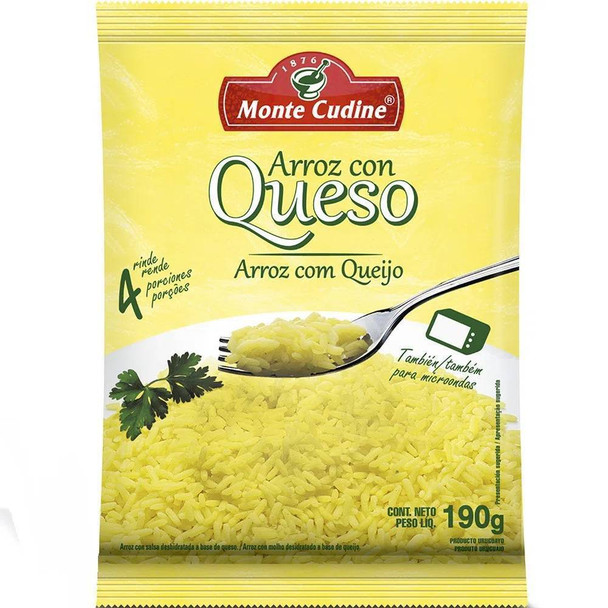 Monte Cudine Arroz Saborizado Queso Cheese Flavored Rice, 190 g / 6.7 oz bag for 4 servings