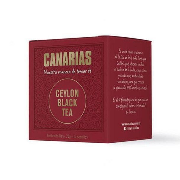 Canarias Té Negro Premium Ceylon Black Tea In Bags, 2 g / 0.07 oz (box of 10 bags)