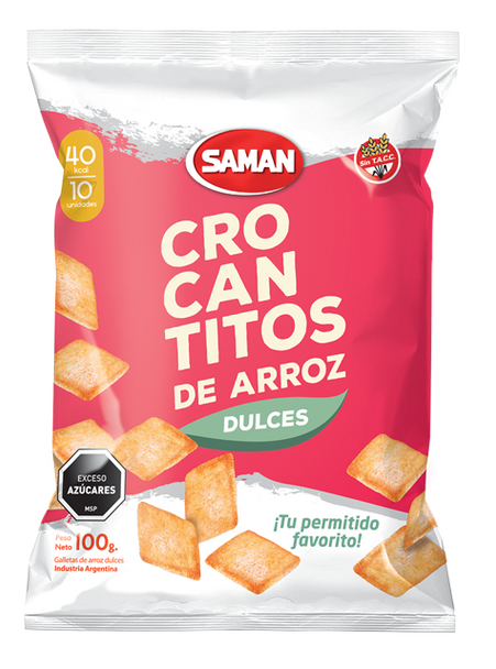 Saman Galletas de Arroz Crocantitos Dulces, 100 g / 3.52 oz (pack de 3)