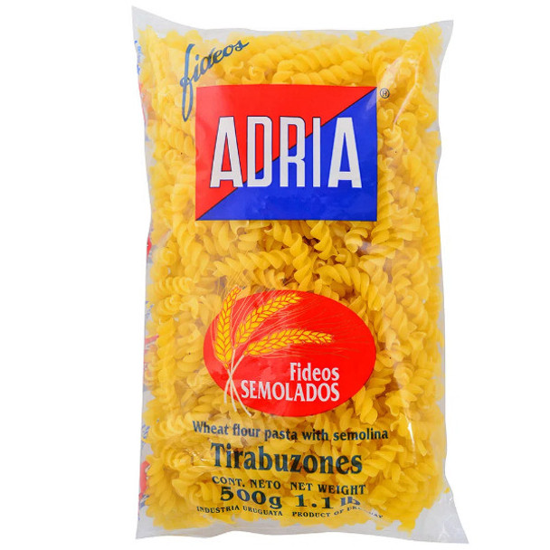 Adria Pastas Secas Fideos Tirabuzones, 500 g / 17.63 oz (pack de 3)