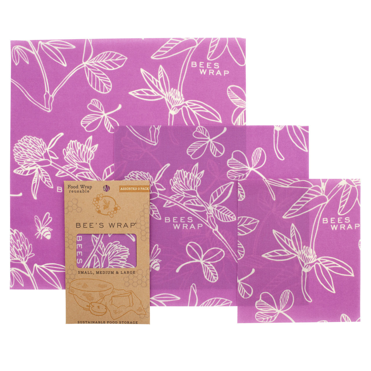 Bee's Wrap Assorted 3 Pack - Clover Print - Thumbnail 2