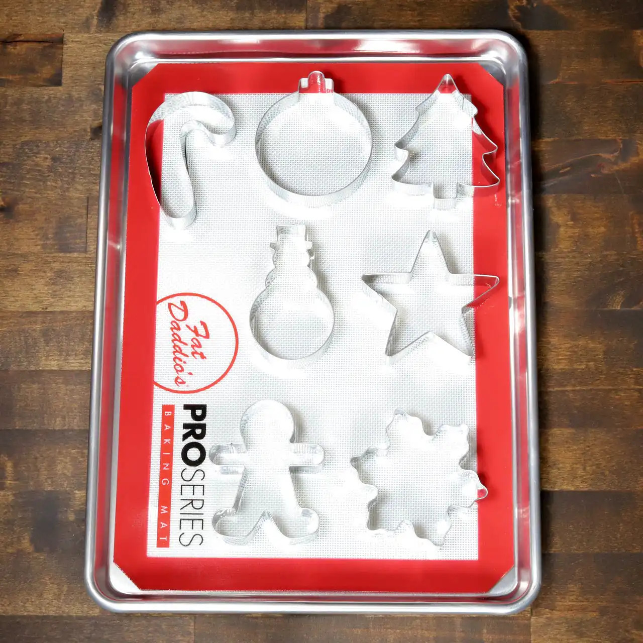 Fat Daddio's Aluminum Holiday Cookie and Baking Sheet Set with 7 Cutter Shapes