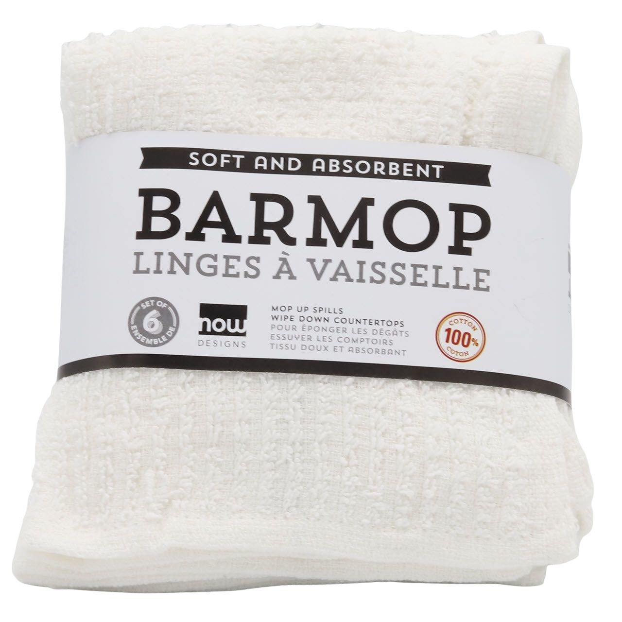 Now Designs Barmop Towels - White Small - Set of 6