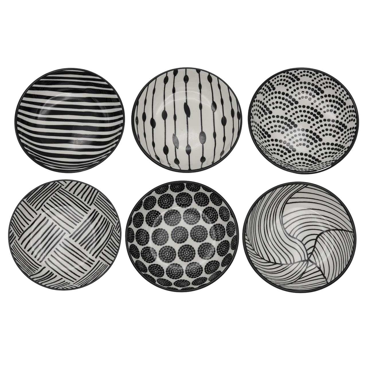 Now Designs Bits & Dots Porcelain Pinch Bowl Set Black