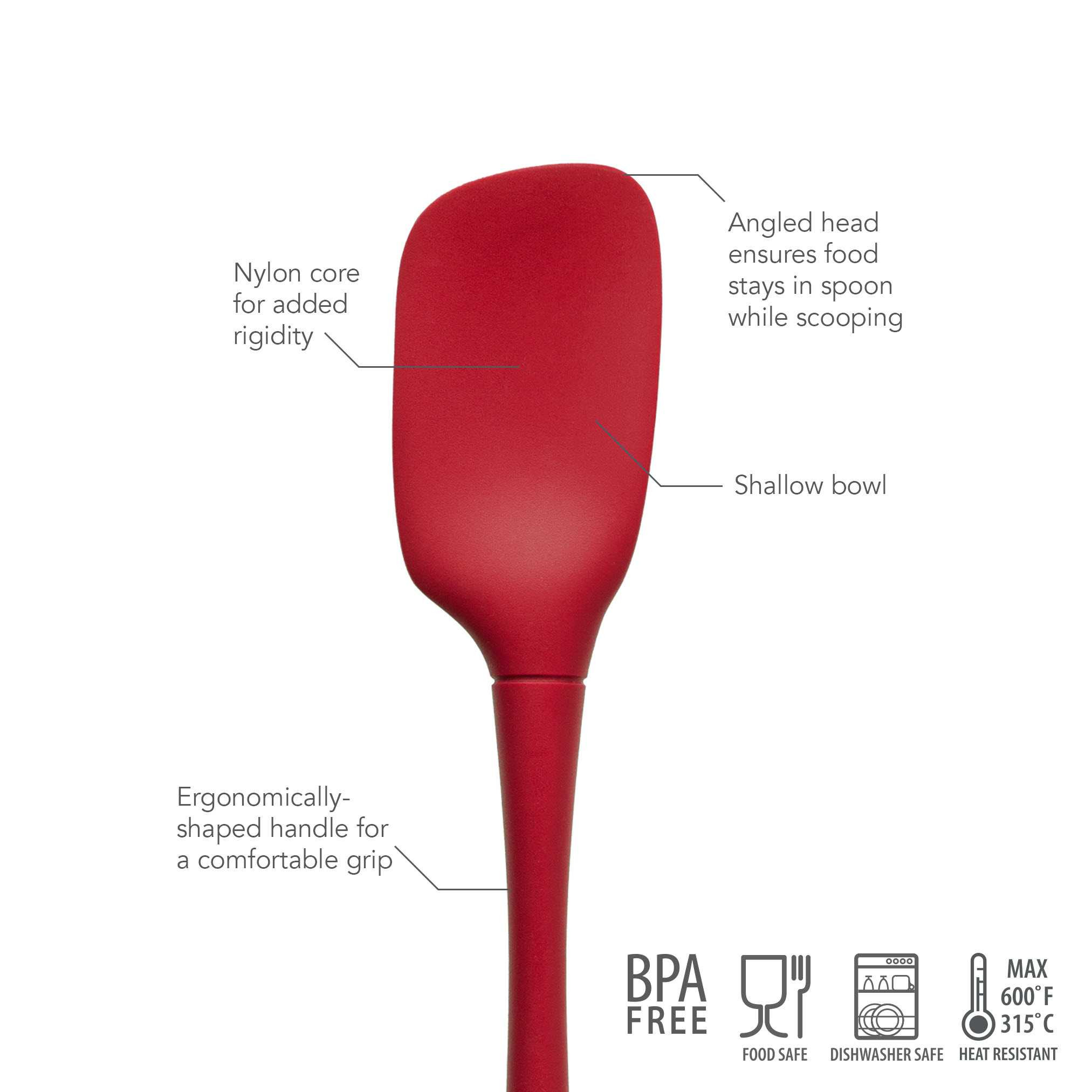 Tovolo Flex-Core All Silicone Spoonula Red |Because You Cook
