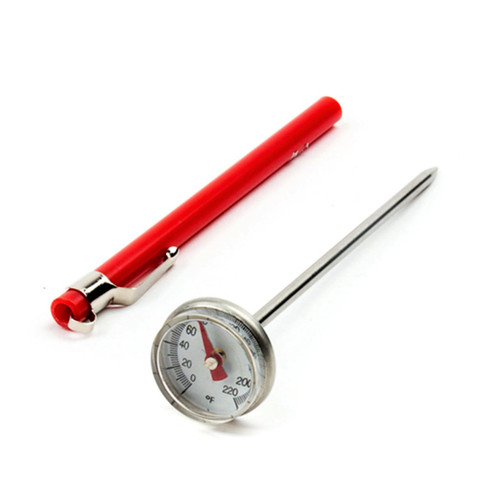 The Fox Run Instant Read Thermometer alongside its protective sheath.