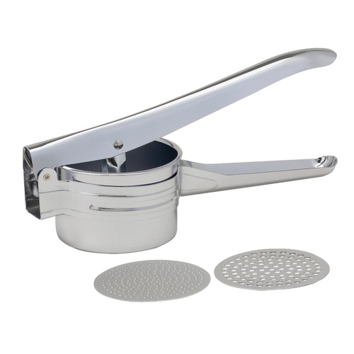 Stainless Steel Potato Ricer with 2 Blades on a white background.