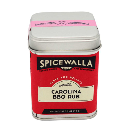 The front of a tin of Spicewalla Carolina BBQ Rub.