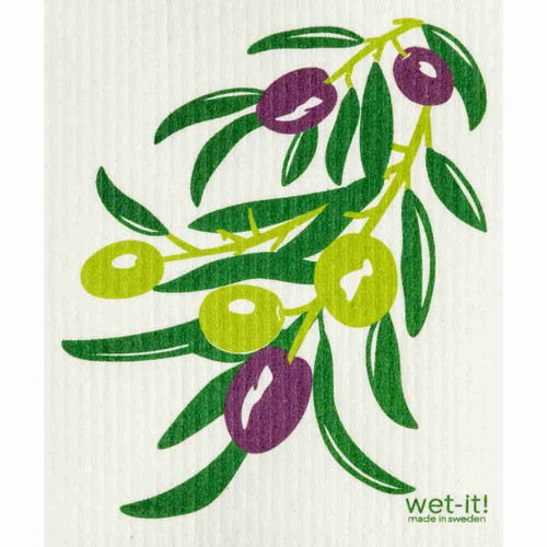 A closeup view of the Wet-It! Olive Branch Swedish Cloth