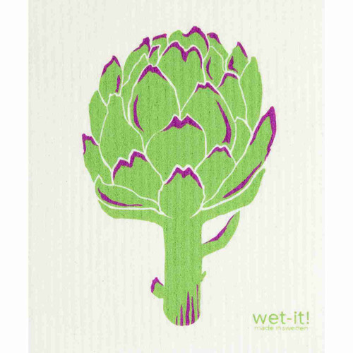A closeup view of the Wet-It! Artichoke Swedish Cloth