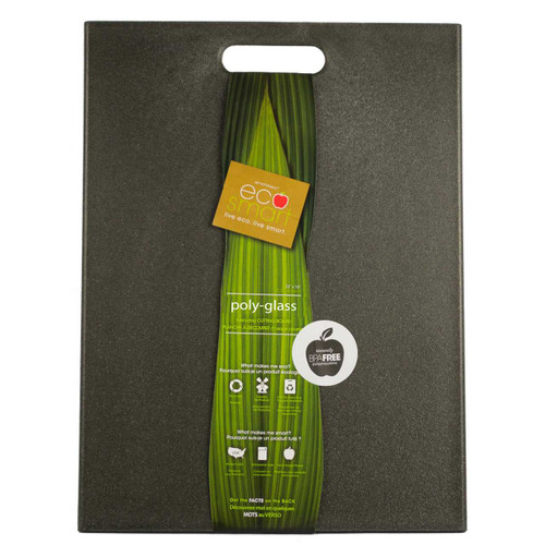The black EcoSmart Polyflax Recycled Cutting Board with packaging