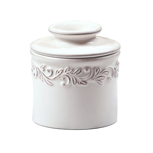 The white linen Antique Butter Bell Crock