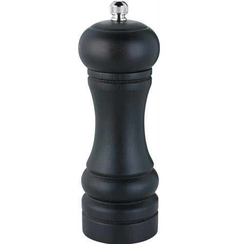 Trudeau 6-Inch Seville Pepper Mill, Ebony Stained Wood on white background without packaging