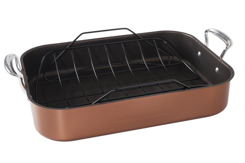 The Nordic Ware Extra Large Non-Stick Roasting Pan and Rack on a white background