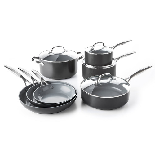 GreenPan Valencia Pro 11 Piece Cookware Set on a white background GreenPan Valencia Pro 11 Piece Cookware Set on a white background