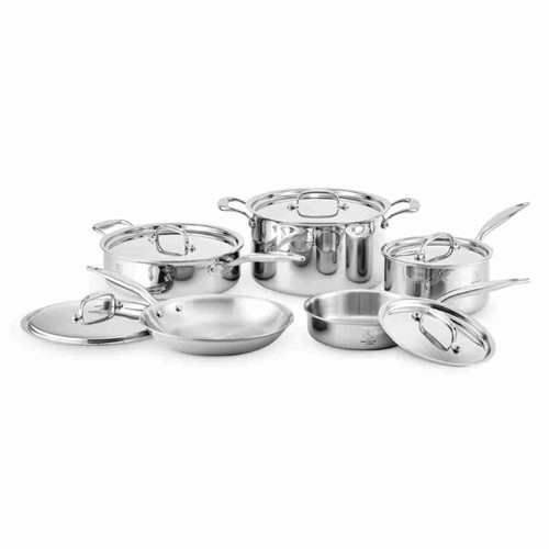 The pots and pans in the Heritage Steel Titanium Series 10 Piece Cookware Set