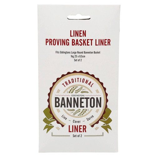 The Eddingtons Linen Banneton Basket Liners in their packaging