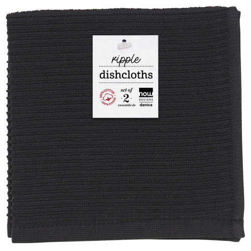 The black Now Designs Ripple Cotton Dishcloths in packaging