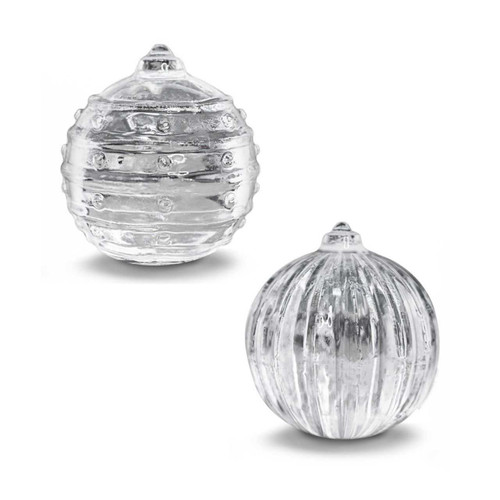 Ornament ice cubes made with the Tovolo Dots & Stripes Ornament Ice Molds.