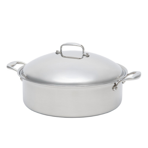 The Heritage Steel Titanium Series 8 Quart Rondeau Pot with Lid, with the lid on