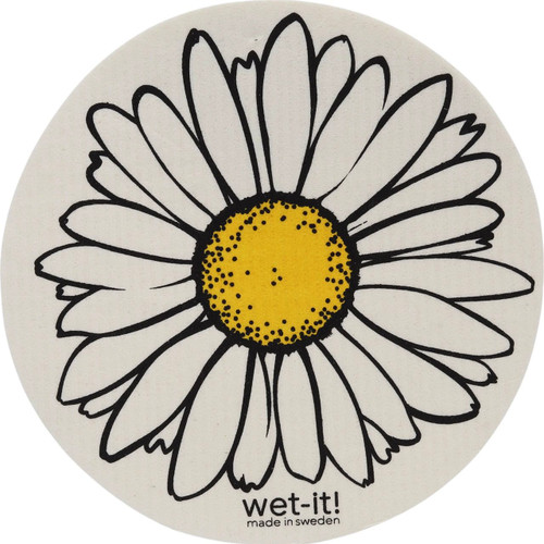The Wet-It! round Swedish cloth with a Daisy design
